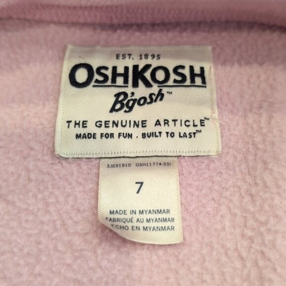 3/$20 OSHKOSH Full Zip Fleece Sweater Baby Pink Heart Collared Girls Jacket - Picture 5 of 10